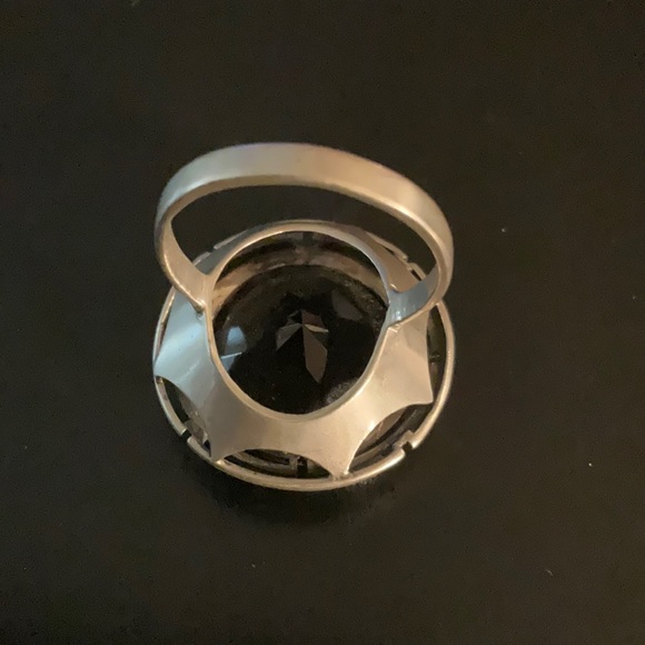Faceted Smokey Quartz and Sterling Silver Vintage Cocktail Ring Size 8.5 - Picture 3 of 5